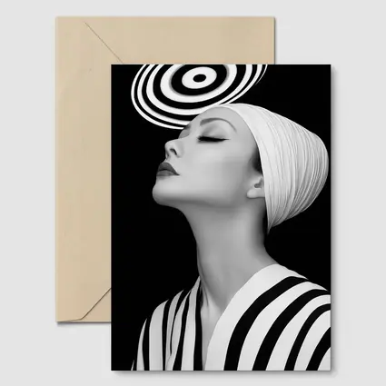 Black White Striped Woman Surreal Abstract Portrait