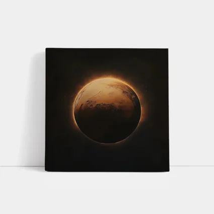 Mars Planet Glowing Light Dark Space