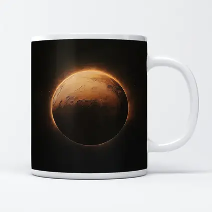 Mars Planet Glowing Light Dark Space