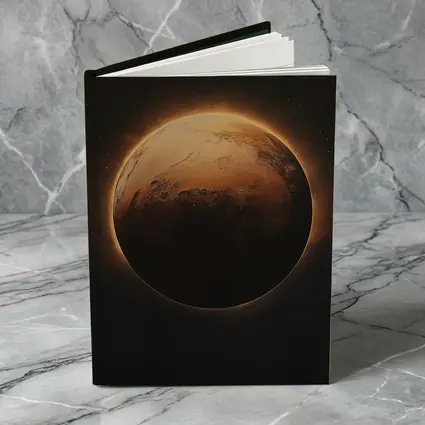 Mars Planet Glowing Light Dark Space