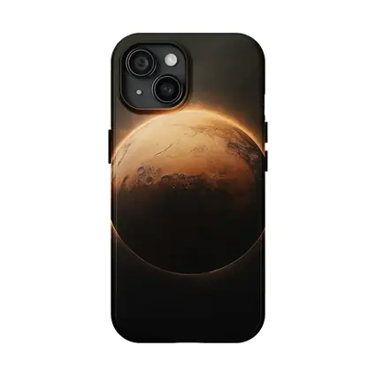 Mars Planet Glowing Light Dark Space