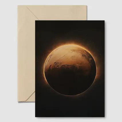 Mars Planet Glowing Light Dark Space