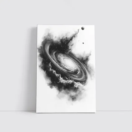 Spiral Galaxy Black White Space Art