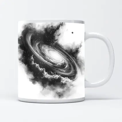 Spiral Galaxy Black White Space Art