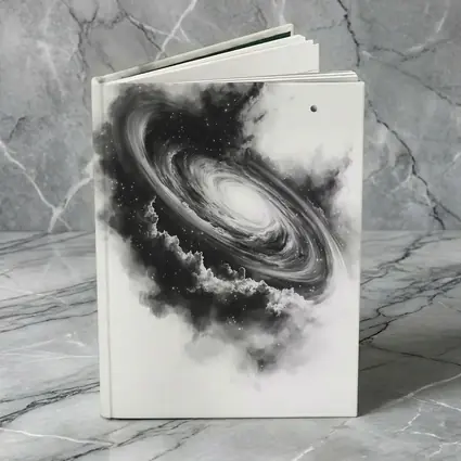 Spiral Galaxy Black White Space Art