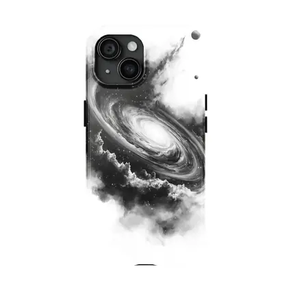 Spiral Galaxy Black White Space Art