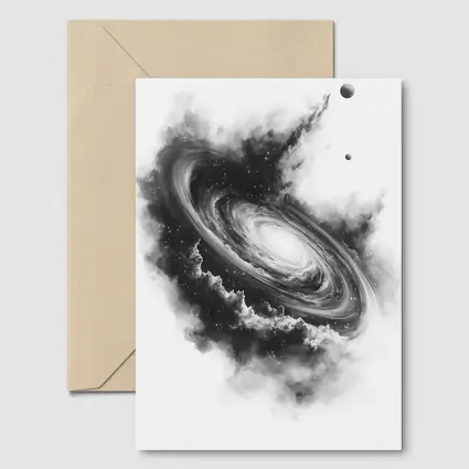 Spiral Galaxy Black White Space Art