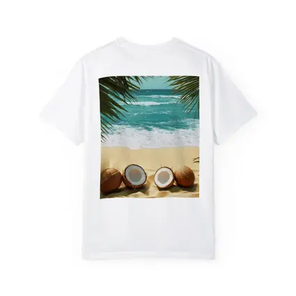 Coconuts On Tropical Beach With Palm Leaves