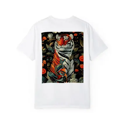 Tiger And Lizard Floral Dark Botanical Art