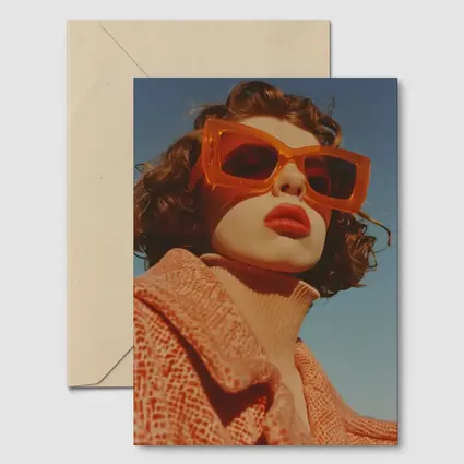 Woman Orange Sunglasses Blue Sky Fashion