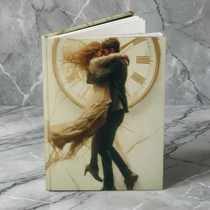 Couple Embracing In Front Of Clock
