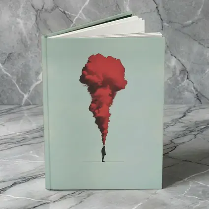 Man Red Smoke Cloud Surreal Minimal Art