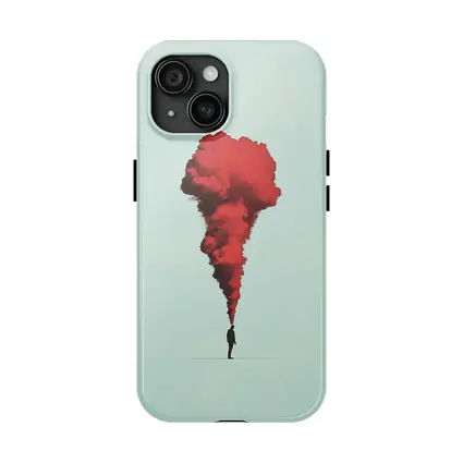 Man Red Smoke Cloud Surreal Minimal Art