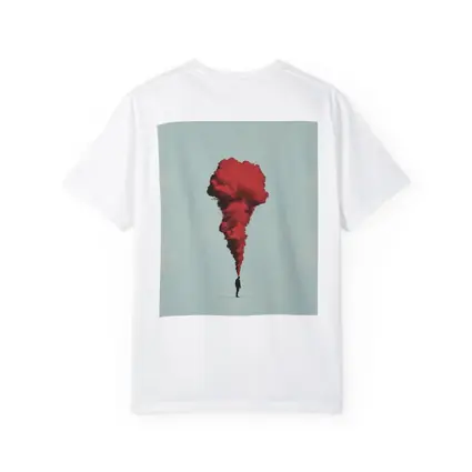 Man Red Smoke Cloud Surreal Minimal Art