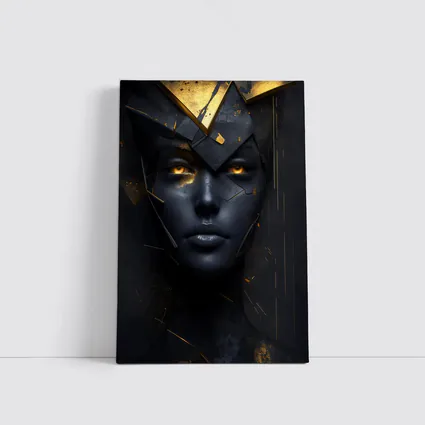 Dark Queen Gold Crown Abstract Black Portrait