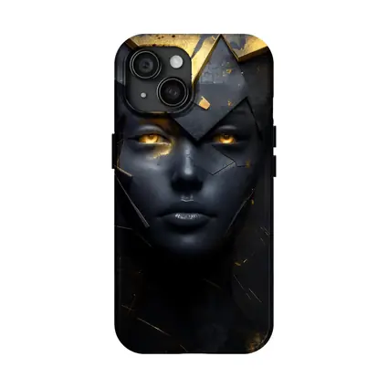 Dark Queen Gold Crown Abstract Black Portrait