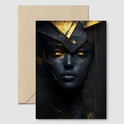 Dark Queen Gold Crown Abstract Black Portrait