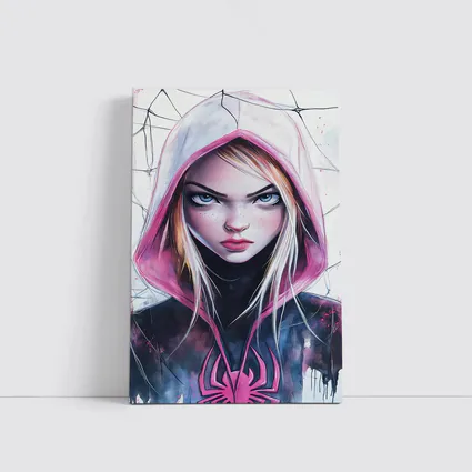 Spider Gwen Watercolor Art White Hood