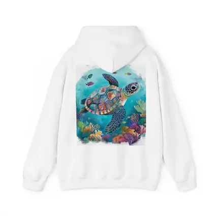 Sea Turtle Swimming Colorful Coral Reef Illustration