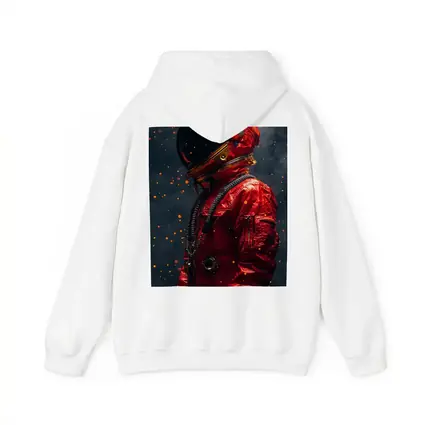Red Astronaut Suit Dark Space Background