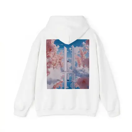 Person Walking Through Door Cherry Blossoms Sky