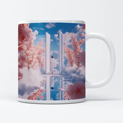 Person Walking Through Door Cherry Blossoms Sky