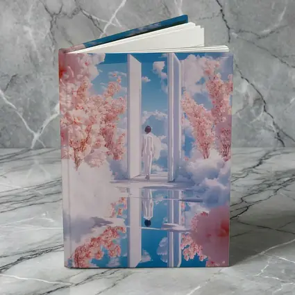 Person Walking Through Door Cherry Blossoms Sky