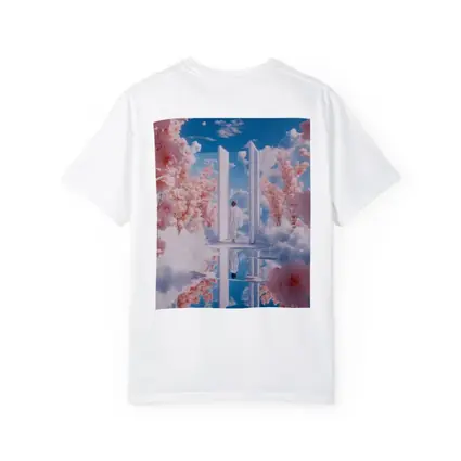 Person Walking Through Door Cherry Blossoms Sky
