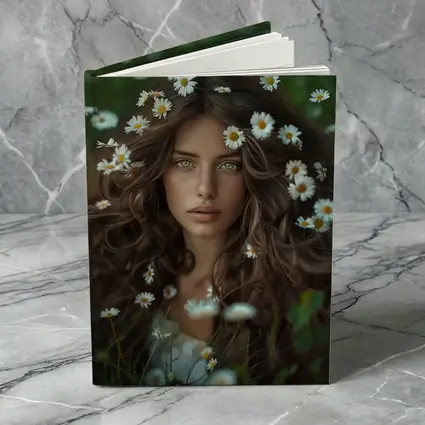 Green Eyed Woman Surrounded By Daisies