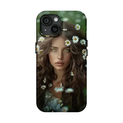 Green Eyed Woman Surrounded By Daisies