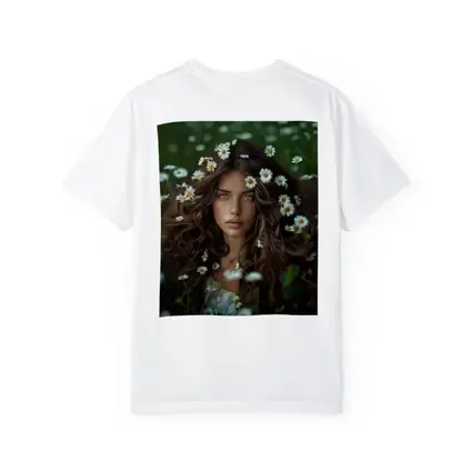 Green Eyed Woman Surrounded By Daisies