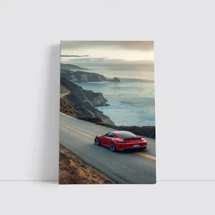 Red Porsche 911 Coastal Highway Drive
