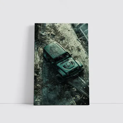 Jeep Wrangler Muddy Off Road Aerial View