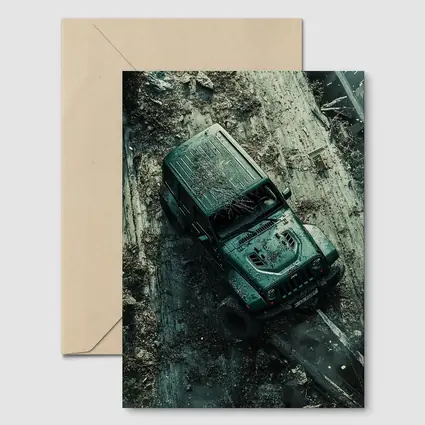 Jeep Wrangler Muddy Off Road Aerial View