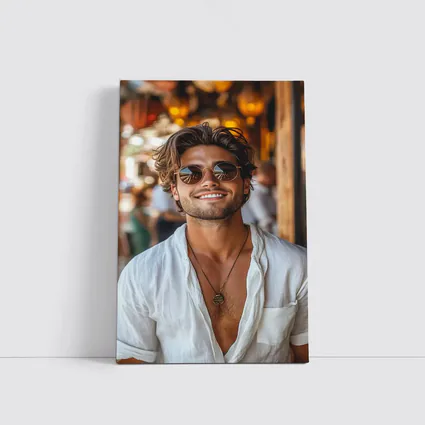 Smiling Man Sunglasses White Shirt Outdoor