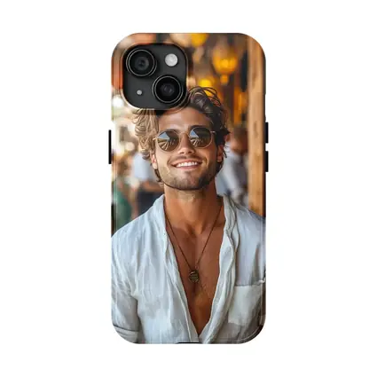 Smiling Man Sunglasses White Shirt Outdoor