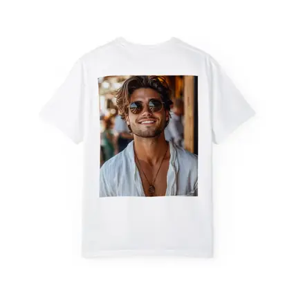 Smiling Man Sunglasses White Shirt Outdoor