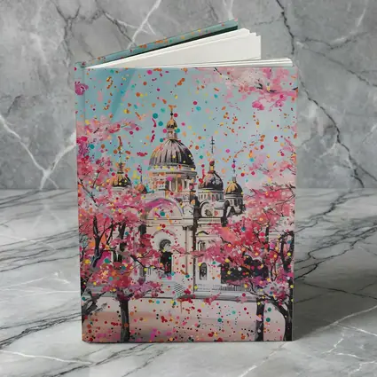 Cathedral Cherry Blossoms Colorful Pop Art