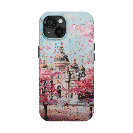 Cathedral Cherry Blossoms Colorful Pop Art