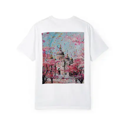Cathedral Cherry Blossoms Colorful Pop Art