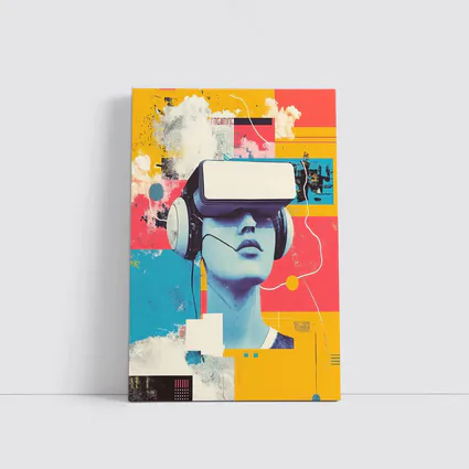 VR Headset Woman Retro Pop Art Collage