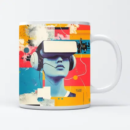 VR Headset Woman Retro Pop Art Collage