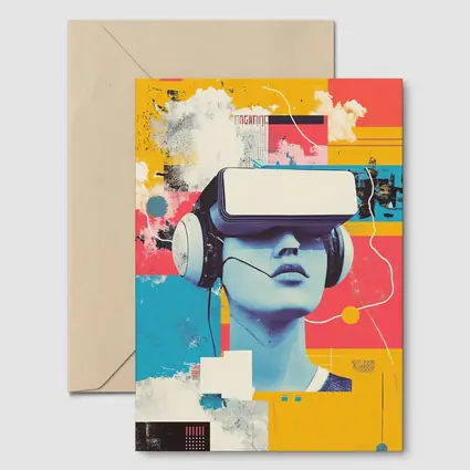 VR Headset Woman Retro Pop Art Collage