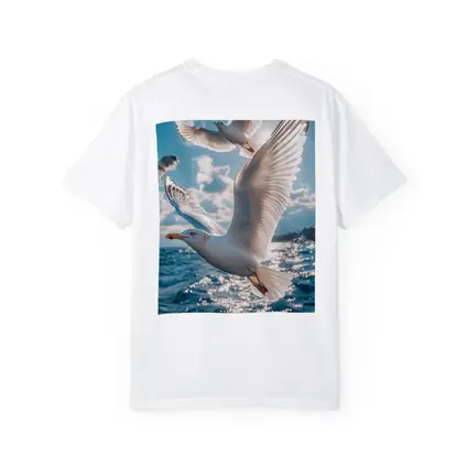 Seagulls Flying Over Sparkling Blue Ocean