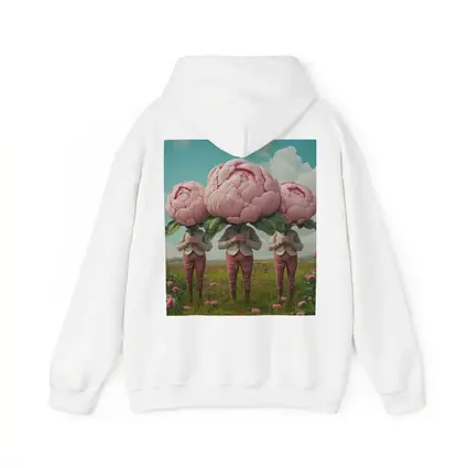 Peony Head Figures Standing in Flower Field