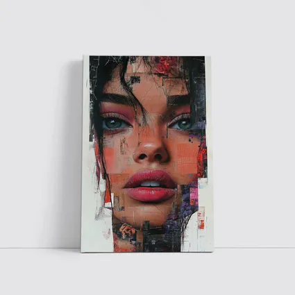 Abstract Collage Portrait Woman Mixed Media Art