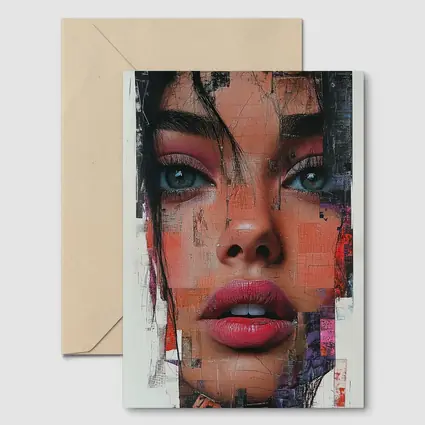 Abstract Collage Portrait Woman Mixed Media Art