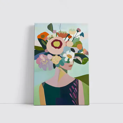 Woman With Floral Crown Abstract Art