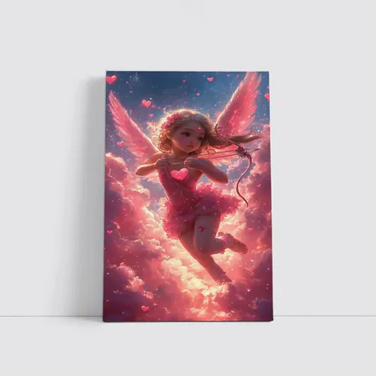 Cupid Girl Pink Wings Hearts Cloud Fantasy
