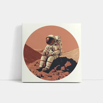 Astronaut Sitting On Mars Rocky Surface